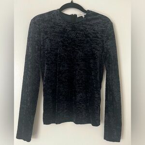 Frame Denim Dark Navy Velvet Long Sleeve Blouse